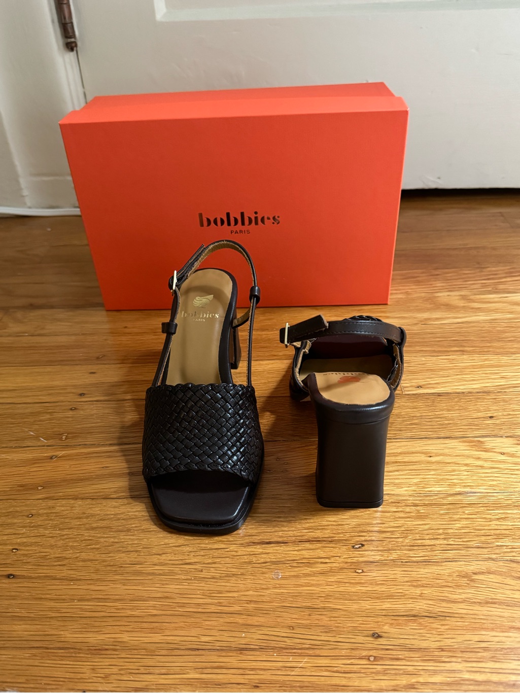 Mae Woven Leather Block Heel Sandals Nwot — image 3 of 7